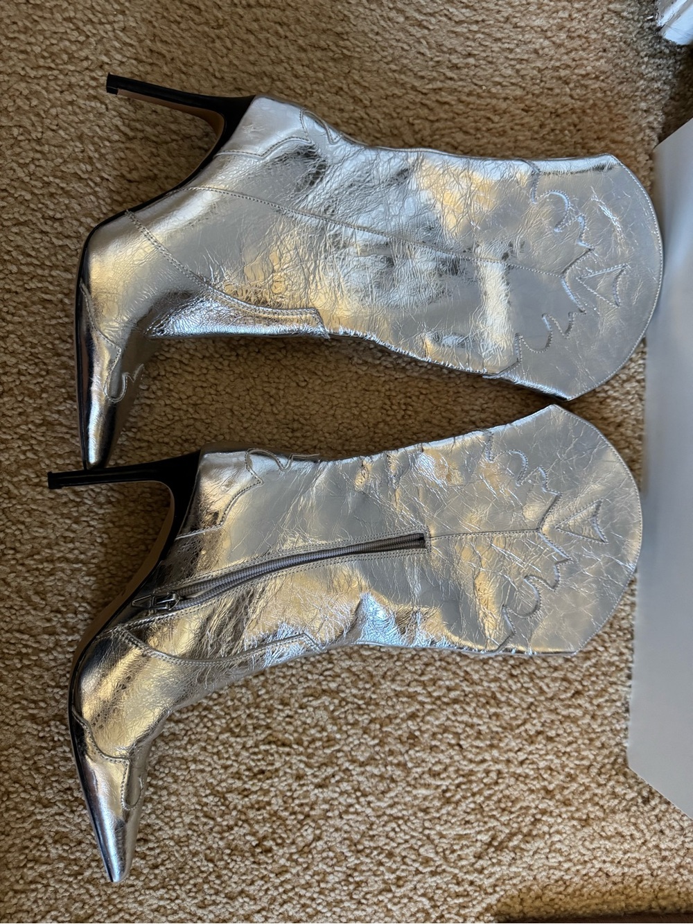 Dolce Vita Silver Metallic Pointed-Toe Ankle Booties